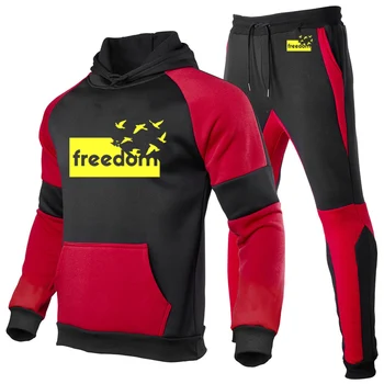 The Freedom Letter 2025 Nuovo abito patchwork da uomo Primavera e autunno Caldo e confortevole Felpa con cappuccio casual + Pantaloni sportivi Set Harajuku 1