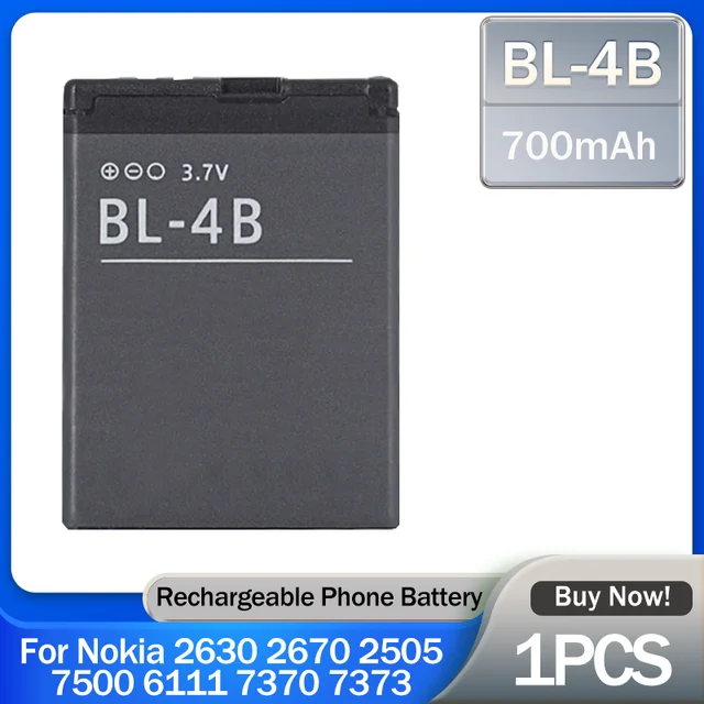 1pcs BL-4B BL4B BL 4B 700mAh Rechargeable Lithium Phone Battery For ...