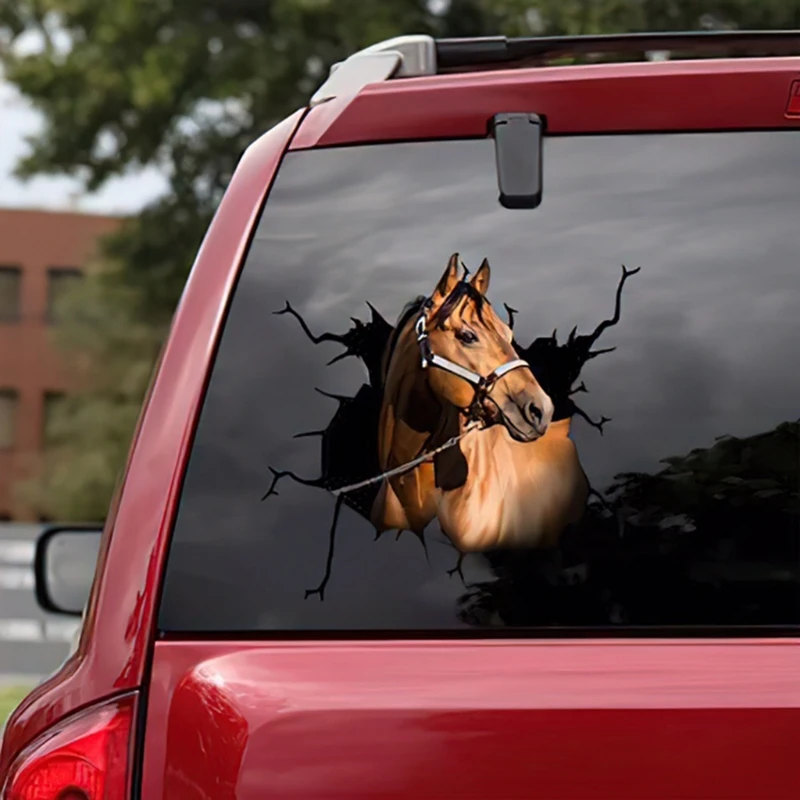 Exquisite 3D Animal Horse Sticker, Waterproof Car Decal, DIY Ornaments for Walls, Boats, Refrigerators,