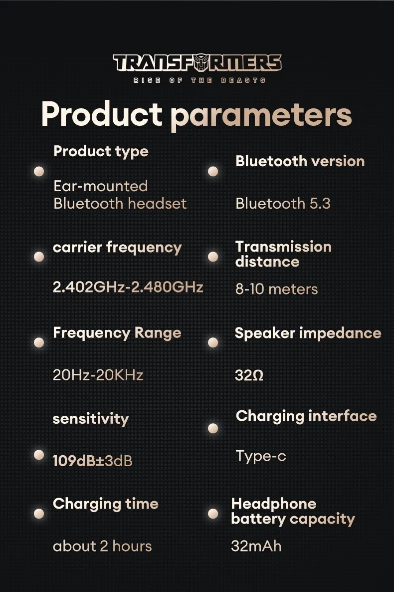 Transformers bluetooth 5.3  OWS earhook earphones