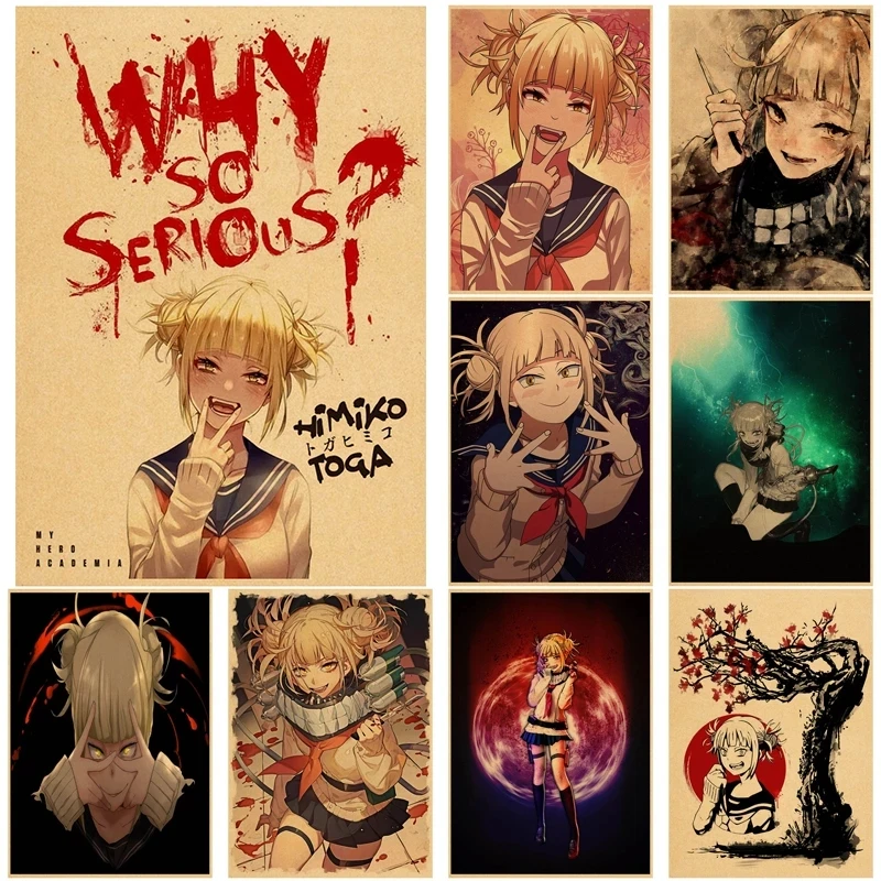 Hot Anime Posters Himiko Toga Retro Kraft Paper Sticker DIY Vintage Room Bar Cafe Decor Aesthetic Gift Prints Art Wall Paintings |