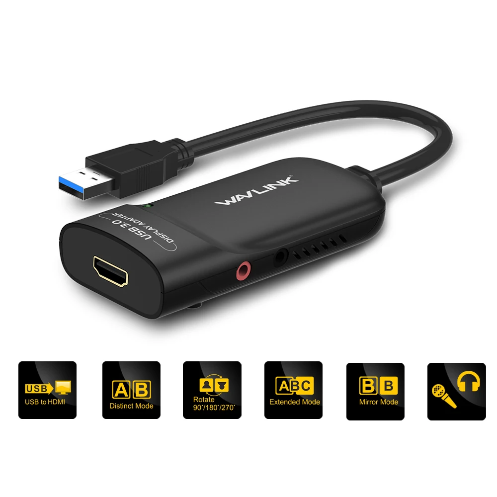 Wavlink USB 3.0 to HDMI  ÷ ׷ , ʰ 5Gbps   ӵ, Windows 10, 8, 7, XP Ʈ 