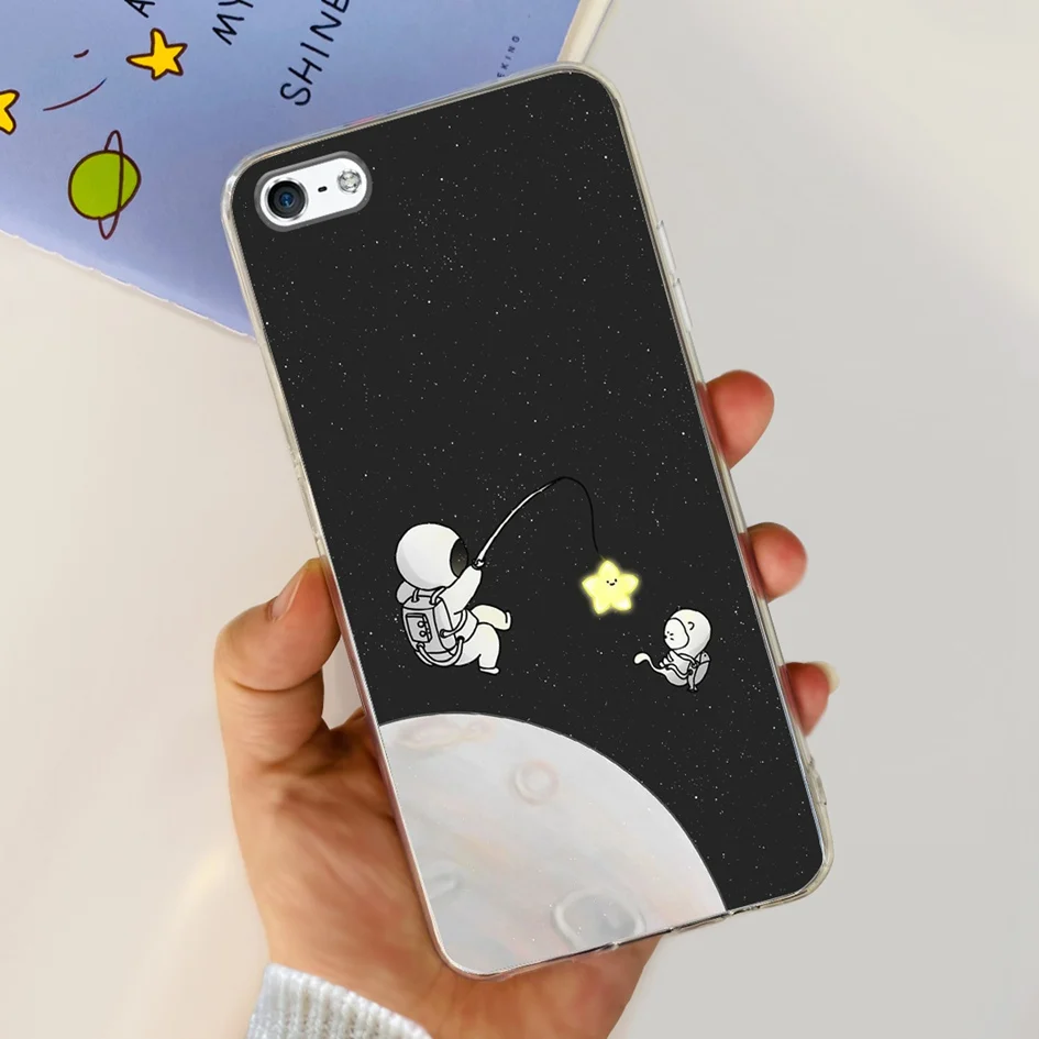 Cute Astronaut Clear Silicone Shockproof Phone Case