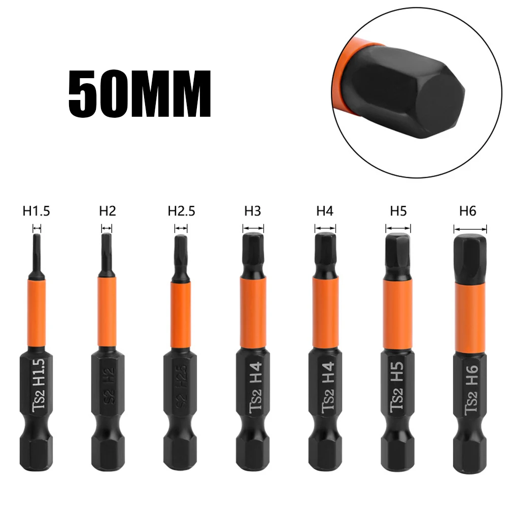 1 Pc Hexagon Screwdriver Bit Quick Change Impact Driver Power Drill Length 50mm H1.5 H3 H4 H5 H6 Professional Hand Tools