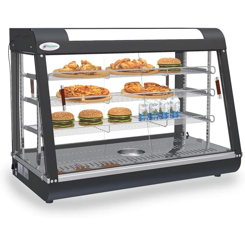35 inch Commercial Food Warmer Countertop Pizza Warmers Display Pastry Patty Warmer Case Buffet Restaurant Heater Food Service
