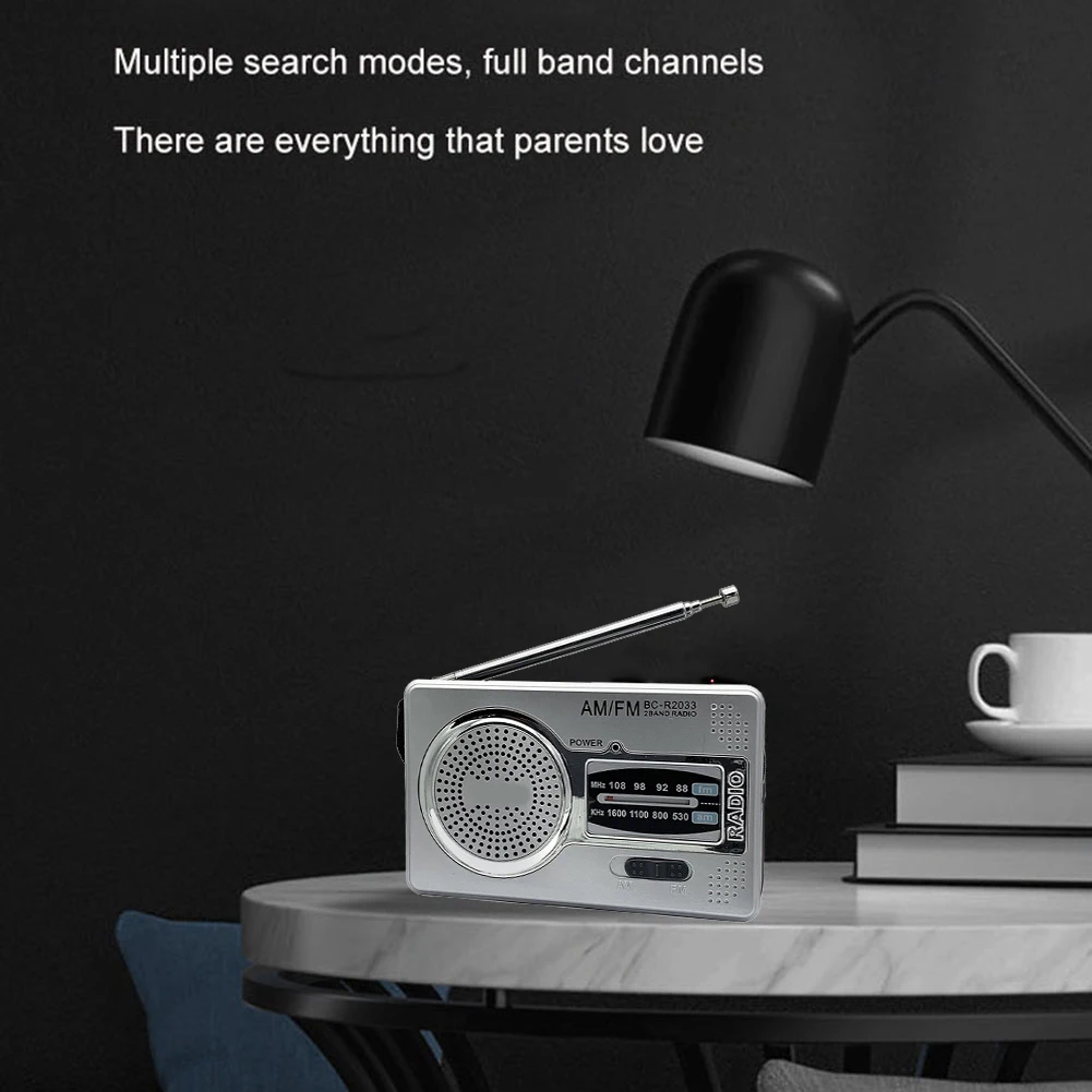 AM FM 휴대용 라디오 듀얼 밴드 HiFi 음악 플레이어, 배터리 전원 포켓 포인터 라디오, 3.5mm 잭 내장 스피커