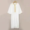 Traditional Middle Eastern ethnic style men's long robe, Arabic robe, Moroccan casual embroidery men's loose robe