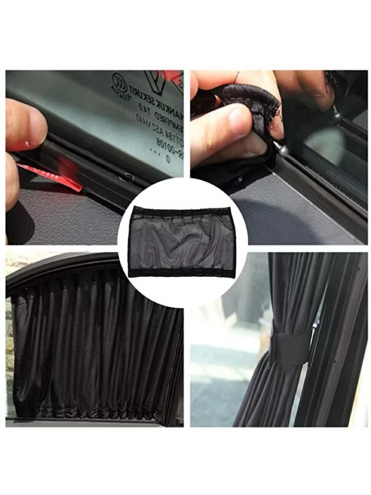 2 stücke 70 cm Auto Sonnenschutz Seite hinten Fenster Vorhang Auto Faltbare Uv-schutz Zubehör Schwarz Reinem Tuch Auto zubehör – Detail 3
