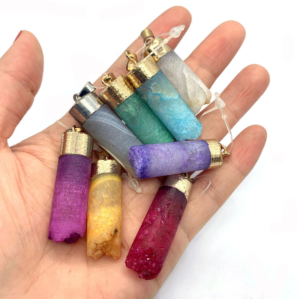 Exquisite Natural Stone Cylindrical Irregular Pendant 1340mm Charm