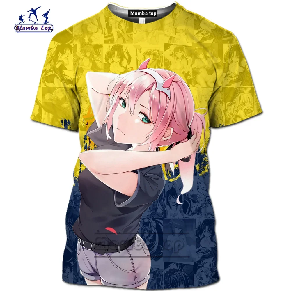 

2024 Summer Hot Anime Darling in Frank T-shirt Comic Girl 3D Printed Men's T-shirt Fashion Casual Plus Size Loose Top 6xl