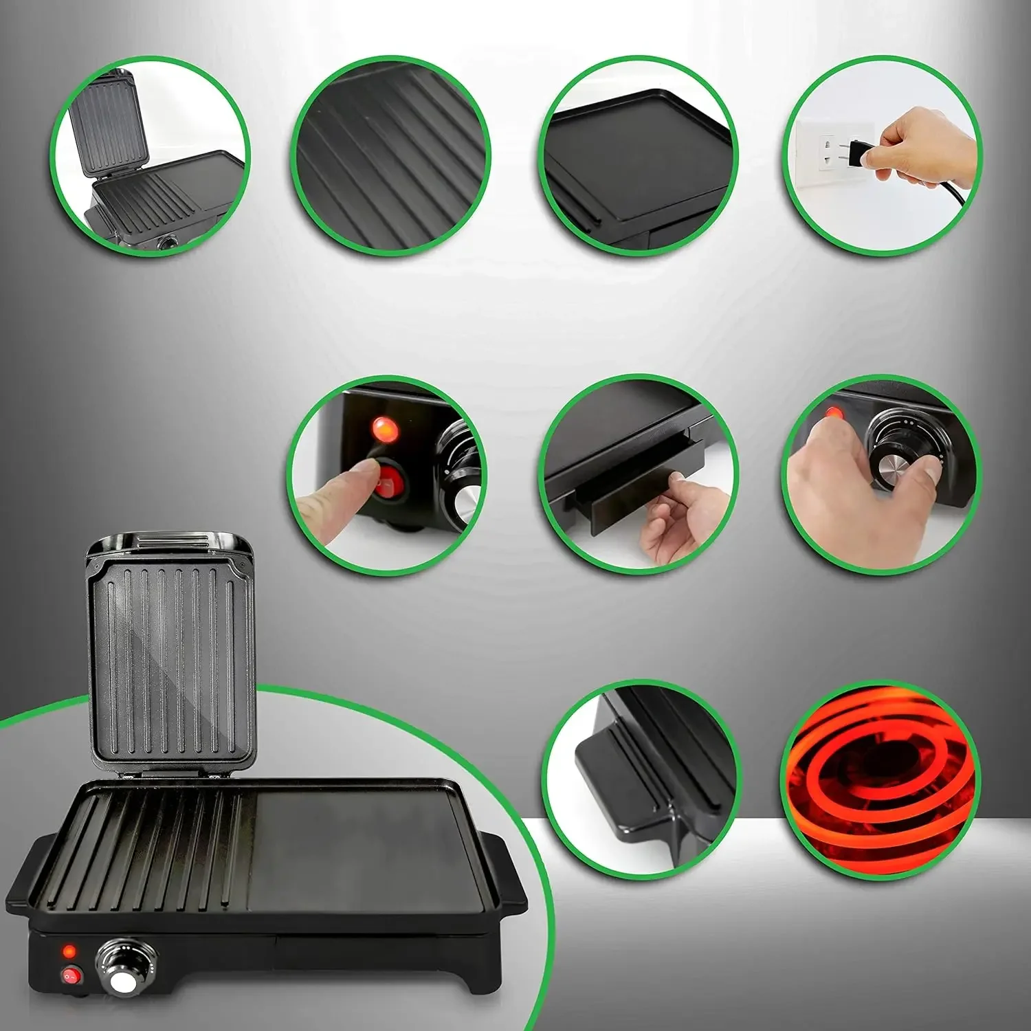 NEW NEW 2-in-1 Panini Press Grill & Griddle Nonstick Coating, Temperature Control Multiuse Countertop Sandwich Maker