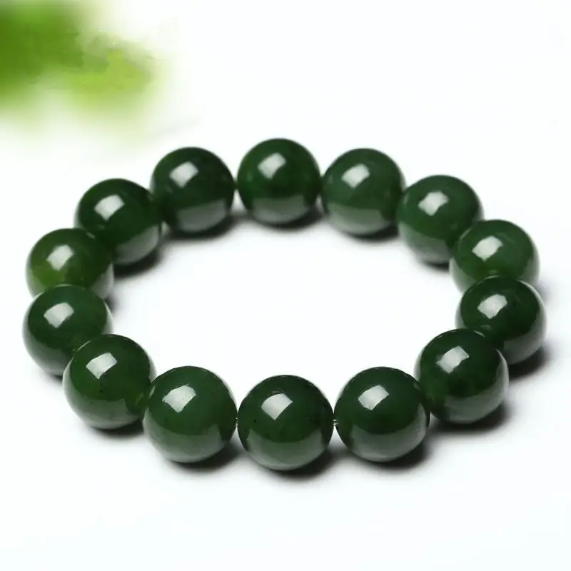 

Natural Jade Bracelet Hetian Jade and Jadeite Beads Bracelet Ornament Spinach Green Hetian Jade Bracelet Unisex Jewelry Gift