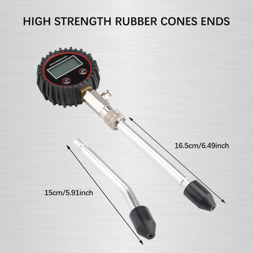 200PSI 가솔린 엔진 디지털 압축 게이지 테스터 가솔린 가스 엔진 실린더 압력 테스트 도구 키트(어댑터 및 호스 포함)