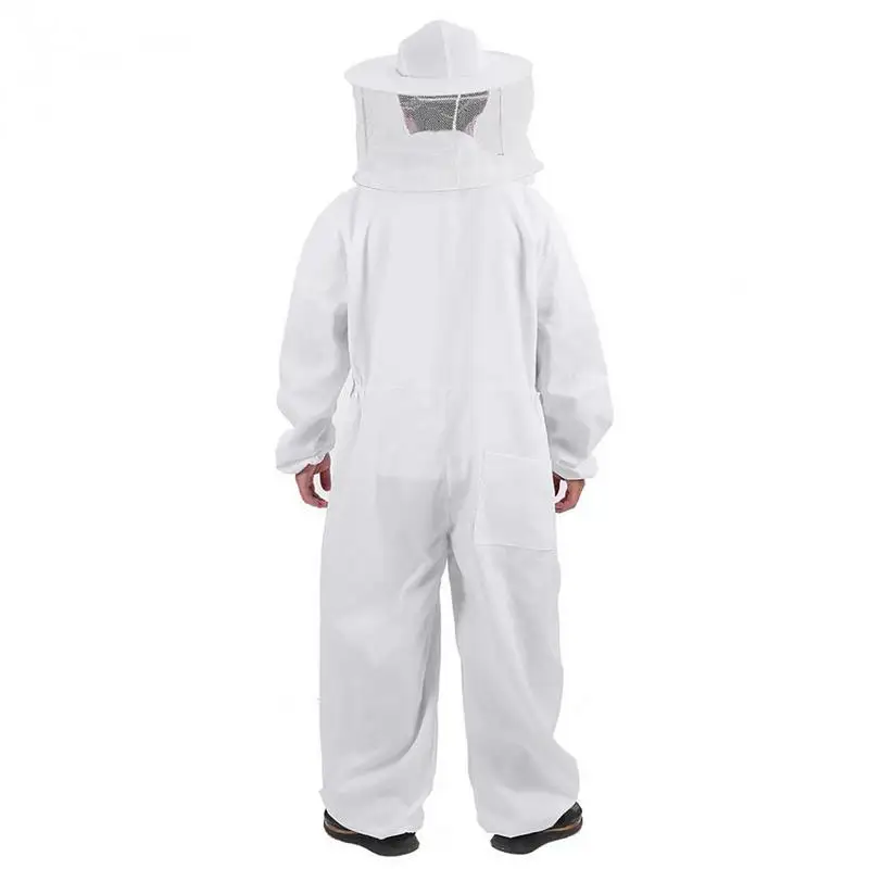 White Beekeeper Suit Comfortable Cotton Beekeeper Suit Full Body Protection Easy To Wear Apiculture Supplies Veil Hood beekeeping suit beekeeping clothing