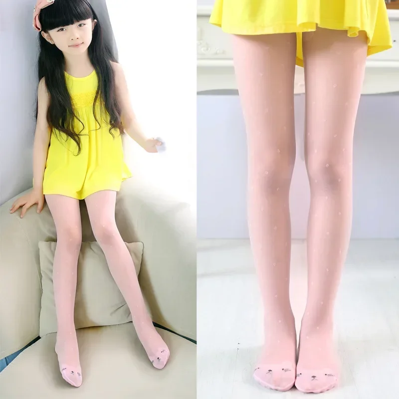 Summer Girls' Pantyhose Toe Cat Underpants Anti Snagging Silk Children's Silk Stockings Anti Mosquito Pants 3-9 Years Old