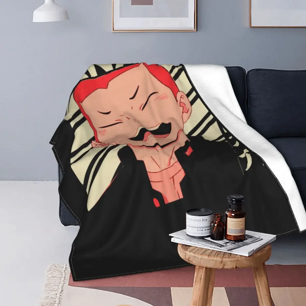 

Tanaka Ryuu Haikyuu Knitted Blankets Japanese Anime Vintage Flannel Throw Blankets Bedroom Sofa Portable Lightweight Bedsprea