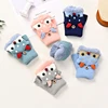 Children Winter Gloves Christmas Cartoon Elk Flip Half-Finger Mittens For Girl Boy Kids Warm Plush Lined Fingerless Glove 1