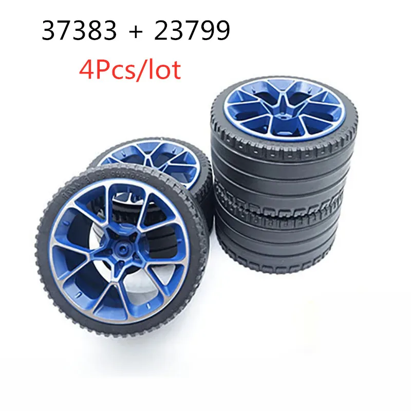 4Pcs/lot Building Blocks 37383 68577 23800 Wheel And 23799 Tire For Supercar Compatible DIY Bricks Parts High-Tech Kid Toys 5