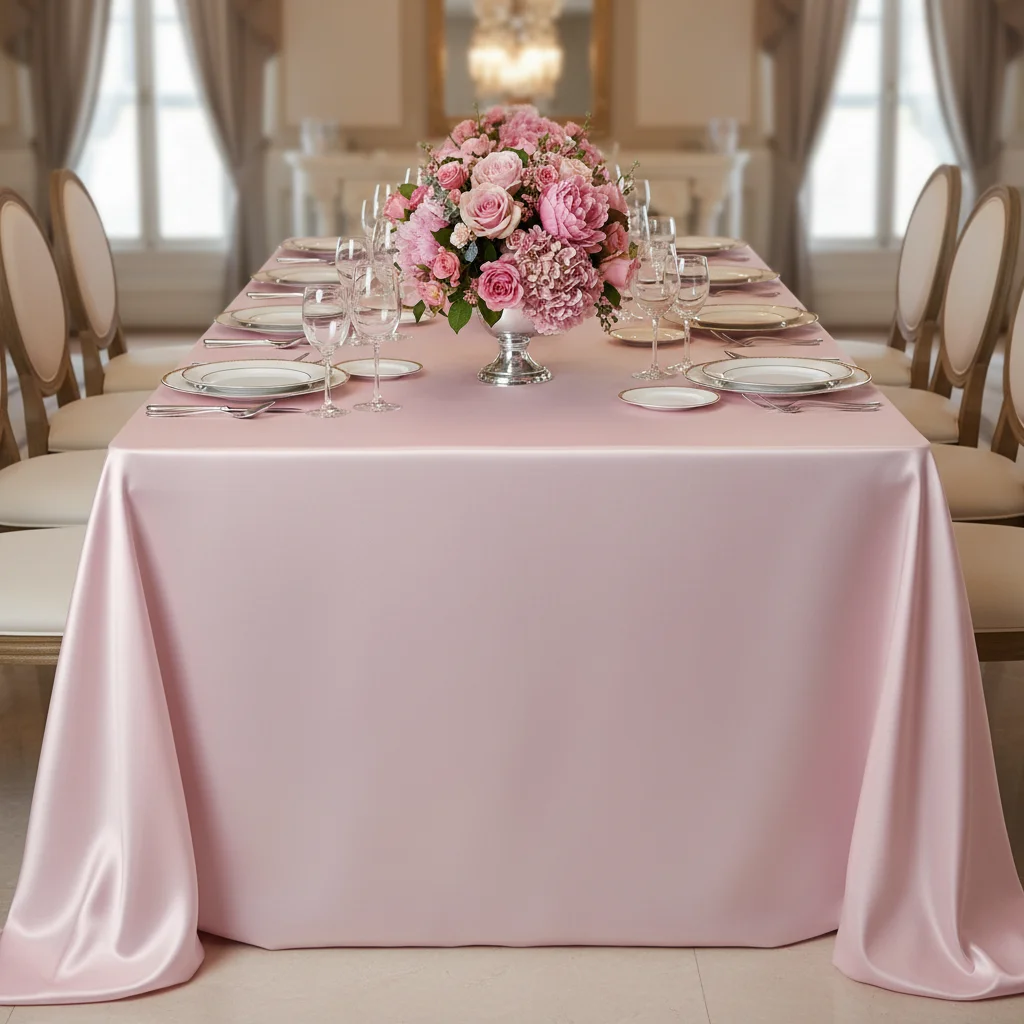 Rose Gold Satin Tablecloth - Nordic Elegance Wedding and Party Table Cover