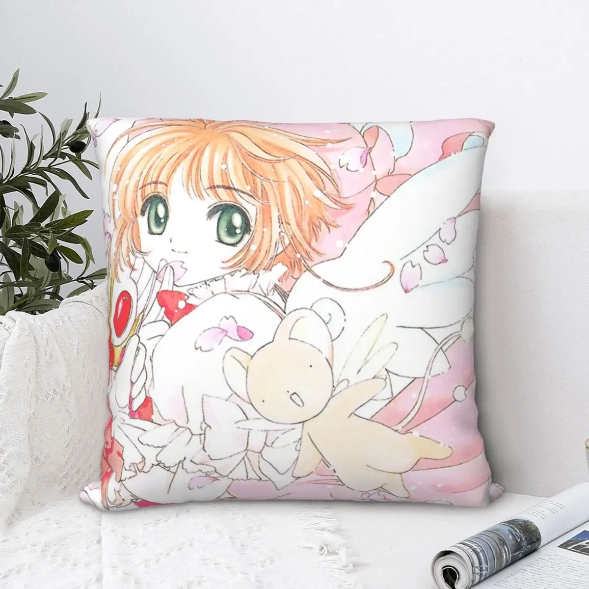 

Opening Dress Hug Pillowcase Card Captor Sakura Anime Backpack Cushion Home DIY Printed Car Coussin Covers Decorative