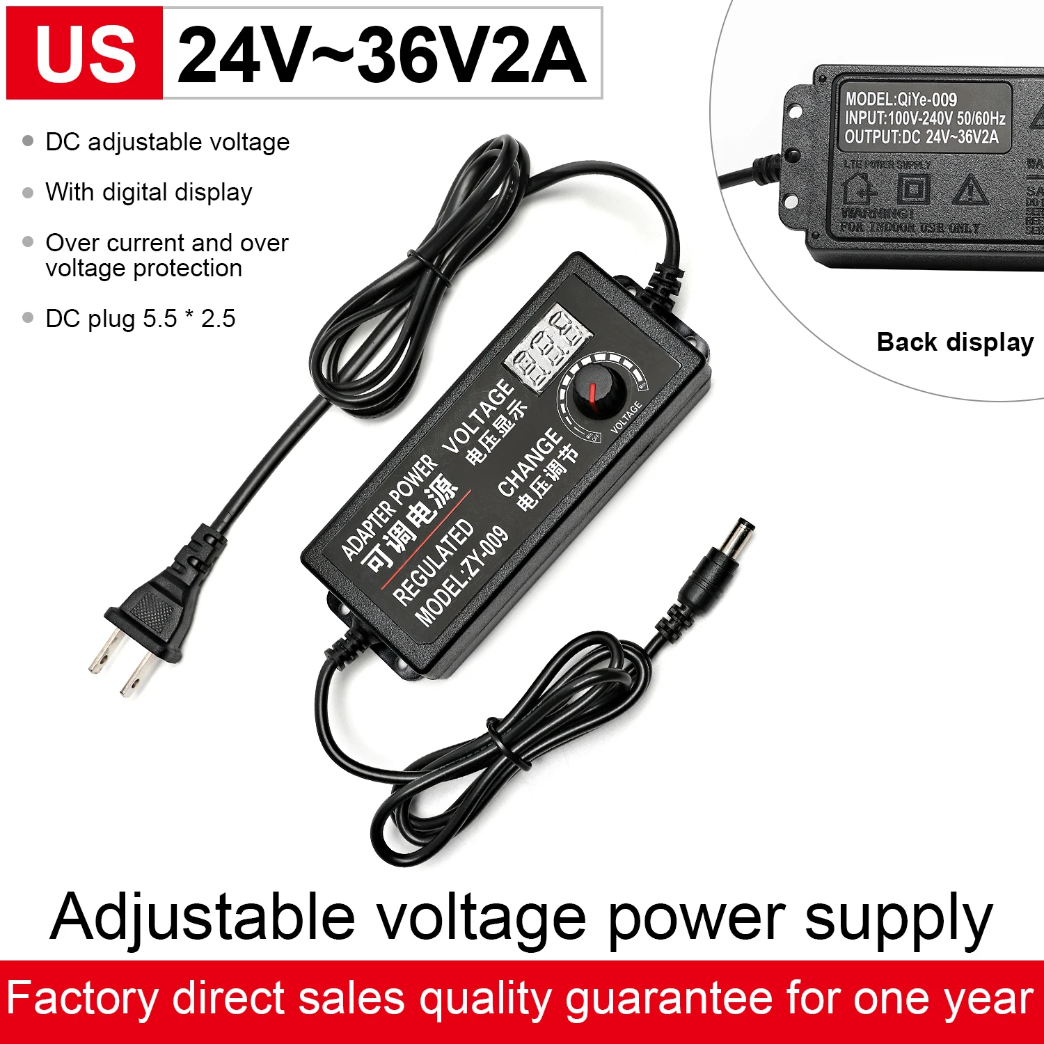 Adaptateur d'alimentation à tension réglable 3-24V, 9-24V, 3a, régulation  de vitesse en continu, alimentation 60 w15