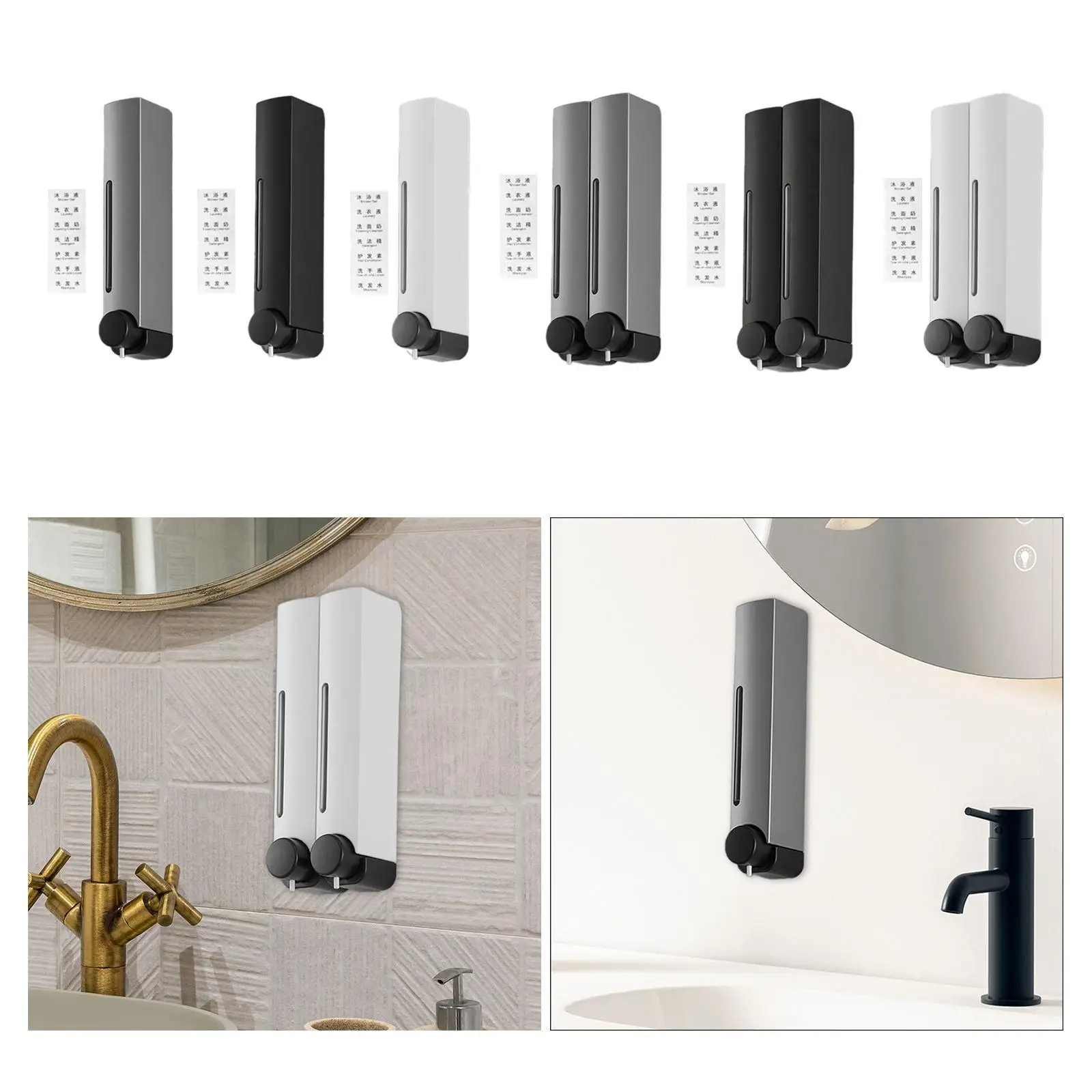 Wall Mounted Soap Dispenser Liquid Dispenser Convenient Shower Dispenser Conditioner Dispenser for Bathroom Restaurant Office