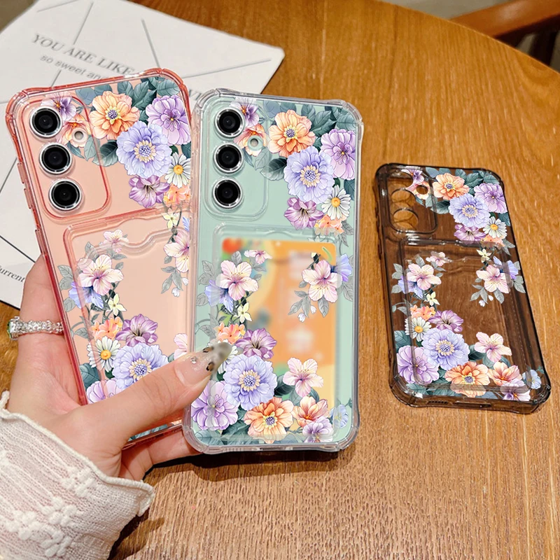 Elegant Floral Card Bag Phone Cover