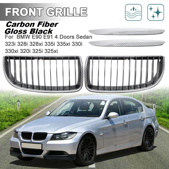 NEW-Carbon Fiber Look Front Bumper Kidney Grill Grille For-BMW 3-Series E90  E91 328I Sedan 2005-2008 - AliExpress