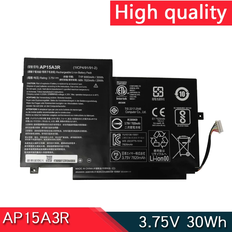 Nuova Batteria Per Laptop Ap15A8R Ap15A3R 3.75V 30Wh Per Acer Switch 10E Sw3-013P Serie 1/Cp4/91/91-2