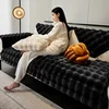 Warm Velvet Non-Slip Cushions Winter Thick Plaid Plush Sofa Cover  Living Room Flannel Couch Covers Universal Armrest Back Towel 1