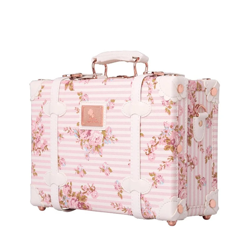 

2023 Grasp Dream Vintage Floral Travel Bag Luggage sets 13" inch Women Retro Trolley Suitcase Bag On Universal Wheels
