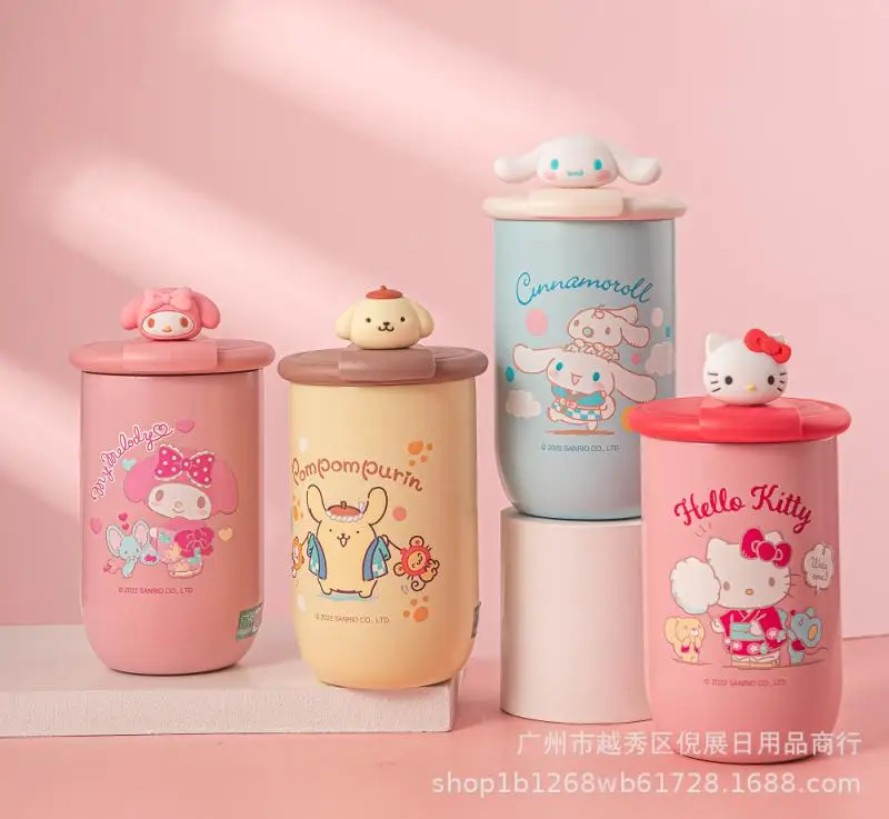 

Sanrio Hellokitty Mymelody Cinnamoroll Kawaii оригинальная Милая мультяшная Изолированная кружка Вращающаяся крышка кофейная чашка пара чашка