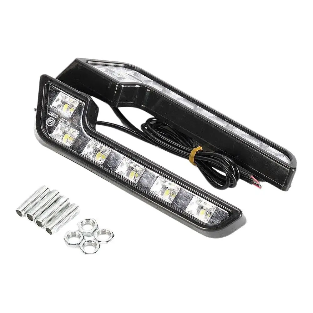 1 satz Universal LED Auto Tagfahrlicht 6LED 12 V L-förmigen DRL Weißes Licht 660LM Wasserdichte Fahren nebel Lichter Zubehör – Detail 3