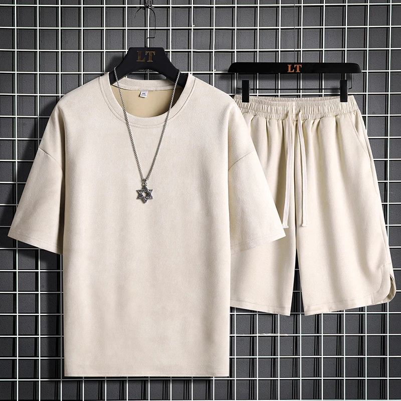 

2023 New Men's Summer Set Short Sleeve Set Men's Fashion Street Wear Sports Set Casual Shorts Two Piece Set