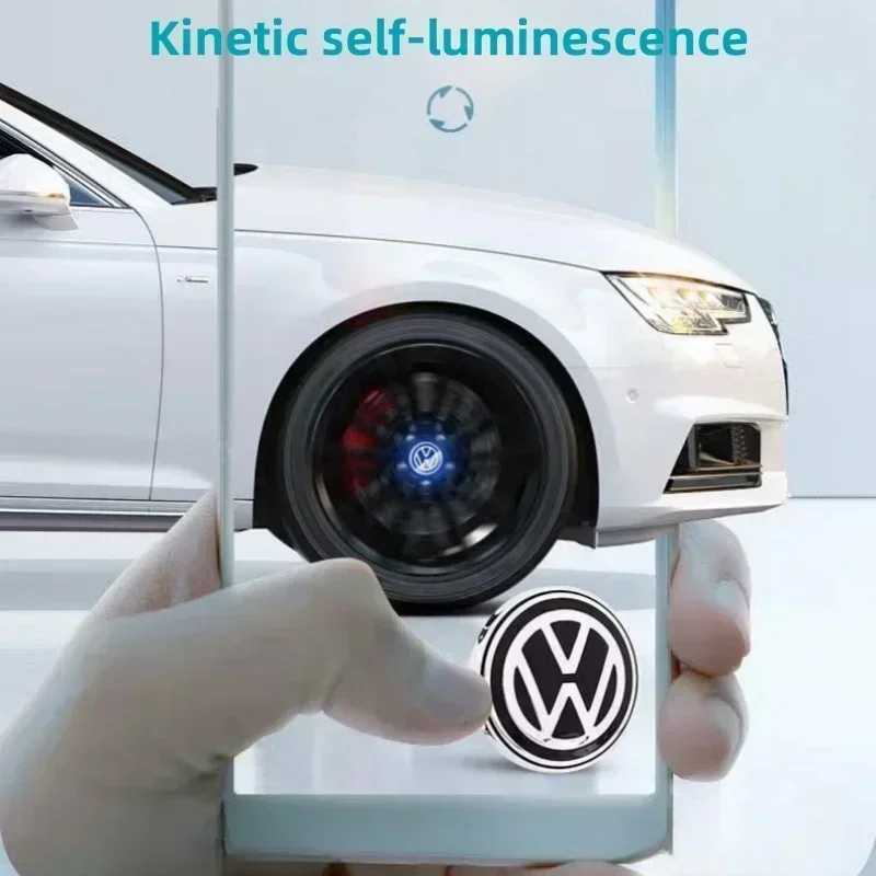 엠블럼 자동차 스티커 VW 4개 허브 LED 라이트 캡 자동차 플로팅 조명 휠 센터 커버 캡 폭스바겐 골프4/6/7 투아라용