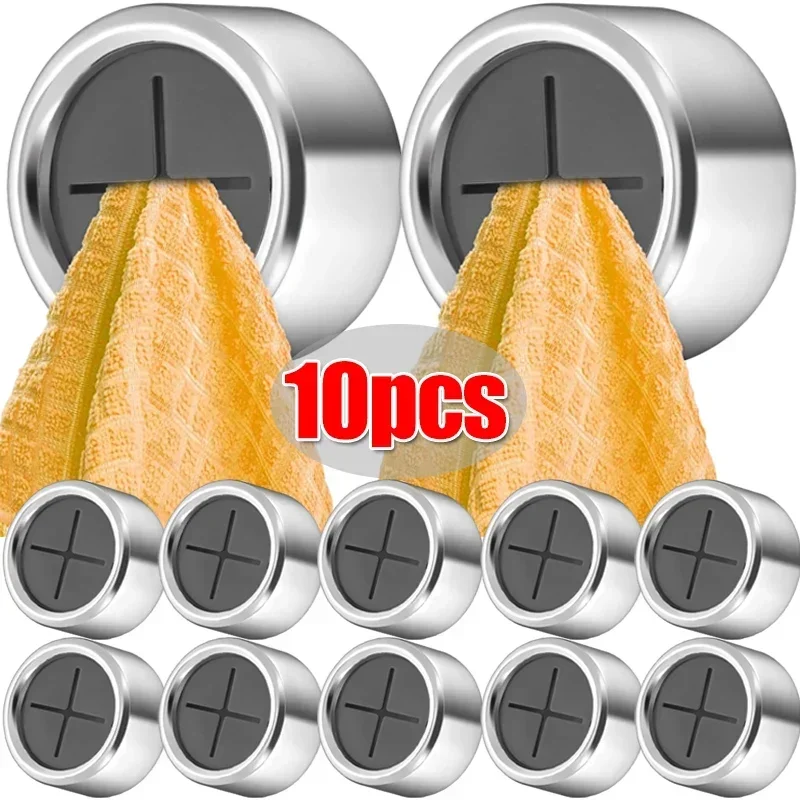 10/1Pcs Round Towel Plug Holders Wall Mounted Tea Towel Hanger Bathroom Adhesive Towel Hooks Kitchen Dishcloth Storage Clips