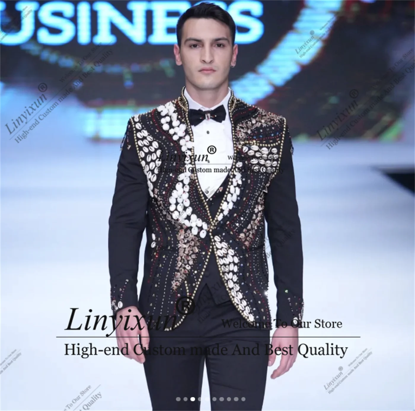 Luxury Embroidery Beaded Men Suits Groom Wedding Tuxedos 3 Pieces Sets Prom Blazers Slim Fit trajes para hombre