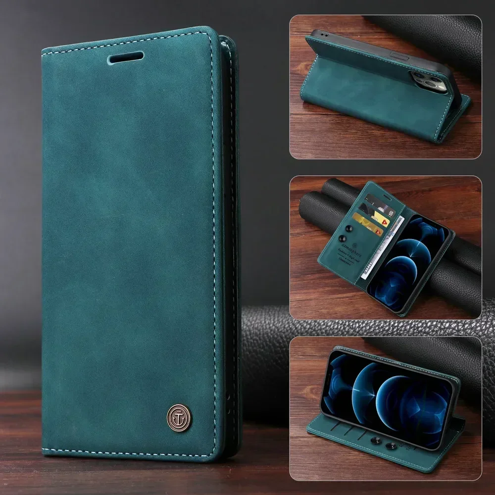 Leather Flip Wallet Phone Case with Card Holder and Book Cover Design