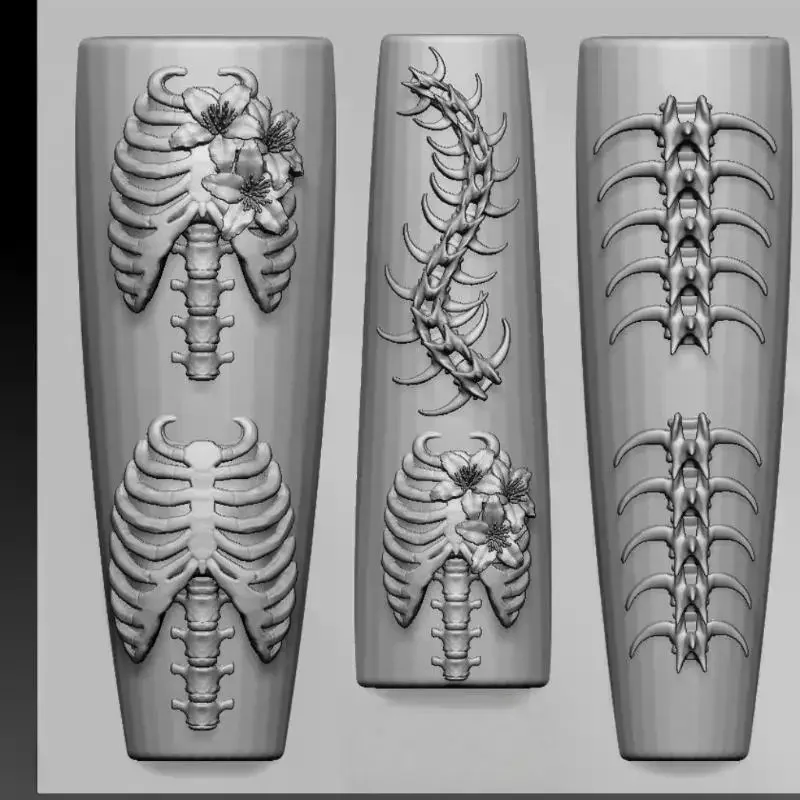 1/2Pcs 3D Ribs Spine Bone Acrylic Mold DIY Doll Design Transparent Silicone Manicure Template Nail Accessories