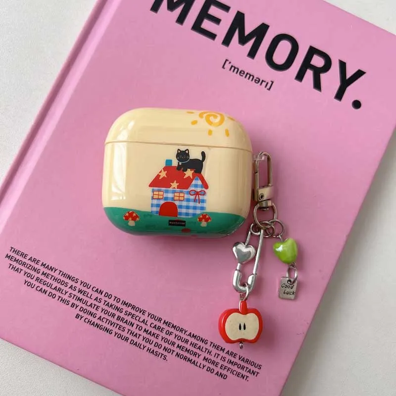 حافظة سماعة رأس جميلة على شكل قطة سوداء لأجهزة Air...