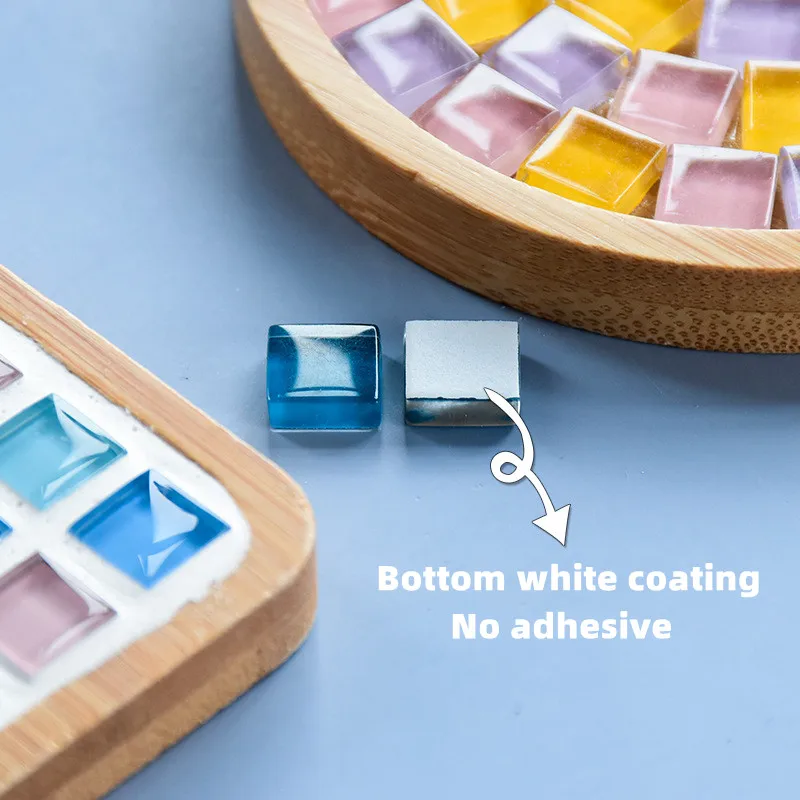 50PCS Glass Mosaic Tiles Square Crystal Glass Colorful Mosaic Stones DIY Handmade Children's Creative Decoration Accessories Stickers