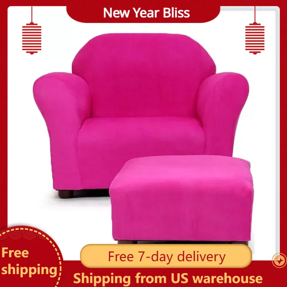 

Roundy Children's Chair Microsuede Hot Pink With Ottoman Living Room Sofas for Home Furniture Lounge Chairs Sofa Bed the Person
