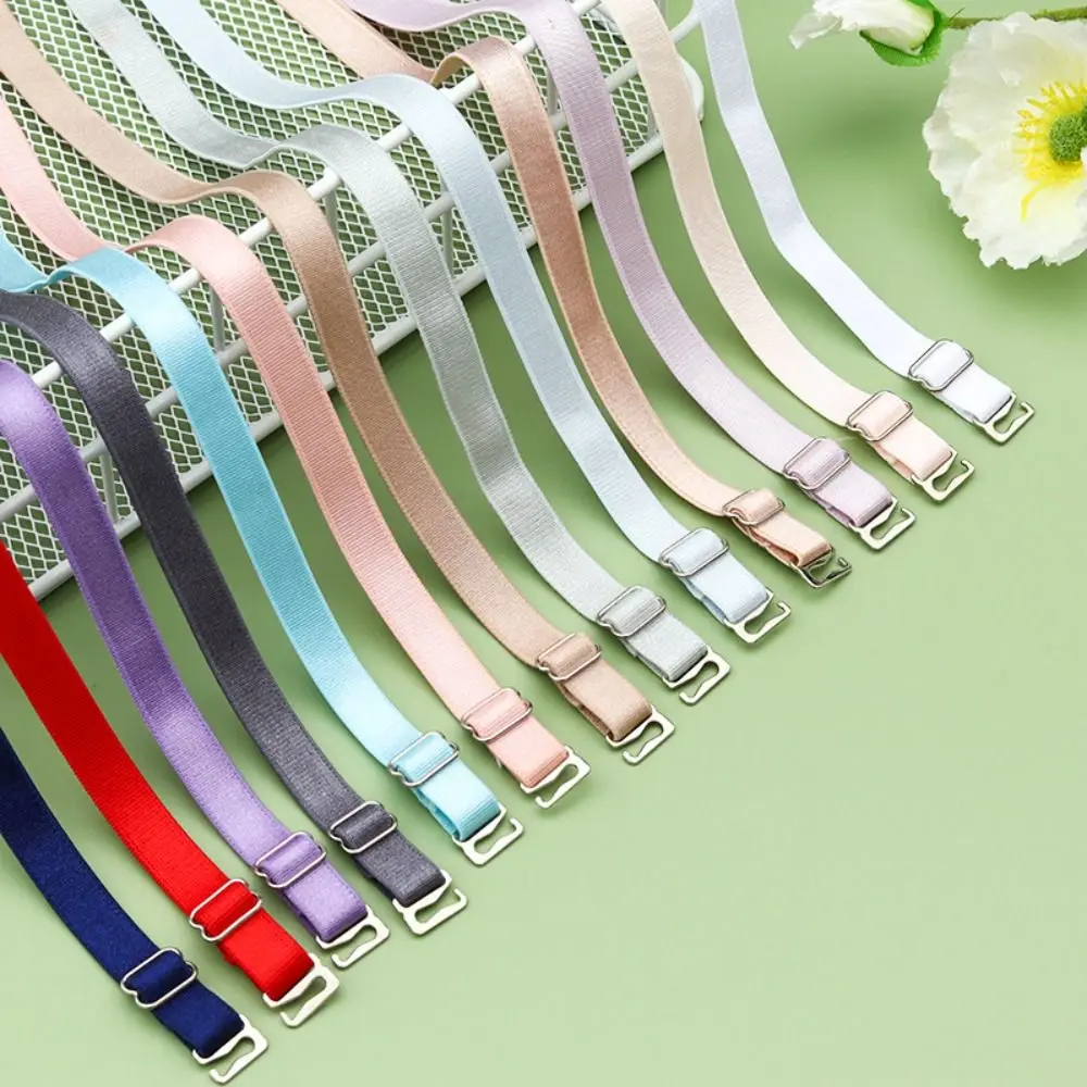 Double-Shoulder Stainless Steel Bra Straps Adjustable Solid Color Underwear Shoulder Strap Bra Accessories Anti-slip Buckle Belt