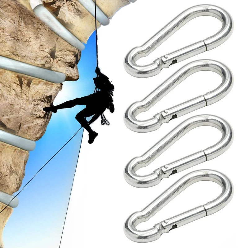 Stainless Steel Carabiner With Clip Large Durable Climbing Hook Buckle  Multifunction Spring Snap Clip Keychain Hook Camping Tool - AliExpress