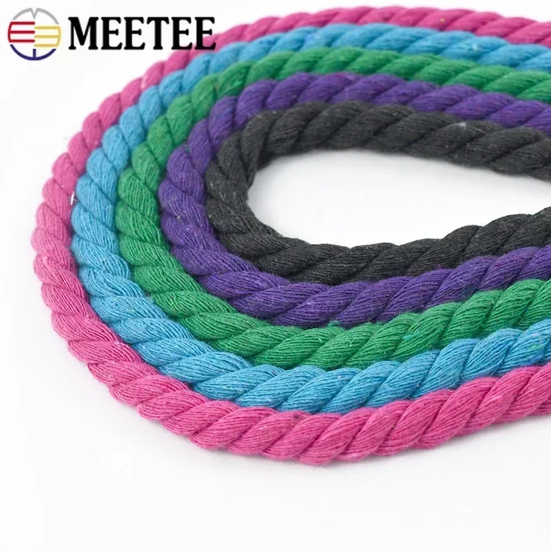 5Meters 5-20mm Colored Cotton Ropes 3 Shares Twisted Cord Weave Cords Decoration Macrame Rope for Bags Sewing Accessories