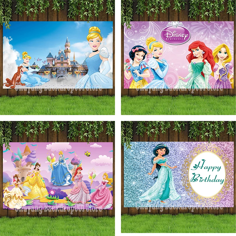 Disney Sleeping Beauty Cenerentola Rapunzel Bella Sirenetta Sfondo Fotografia Principessa Baby Birthday Party Sfondi