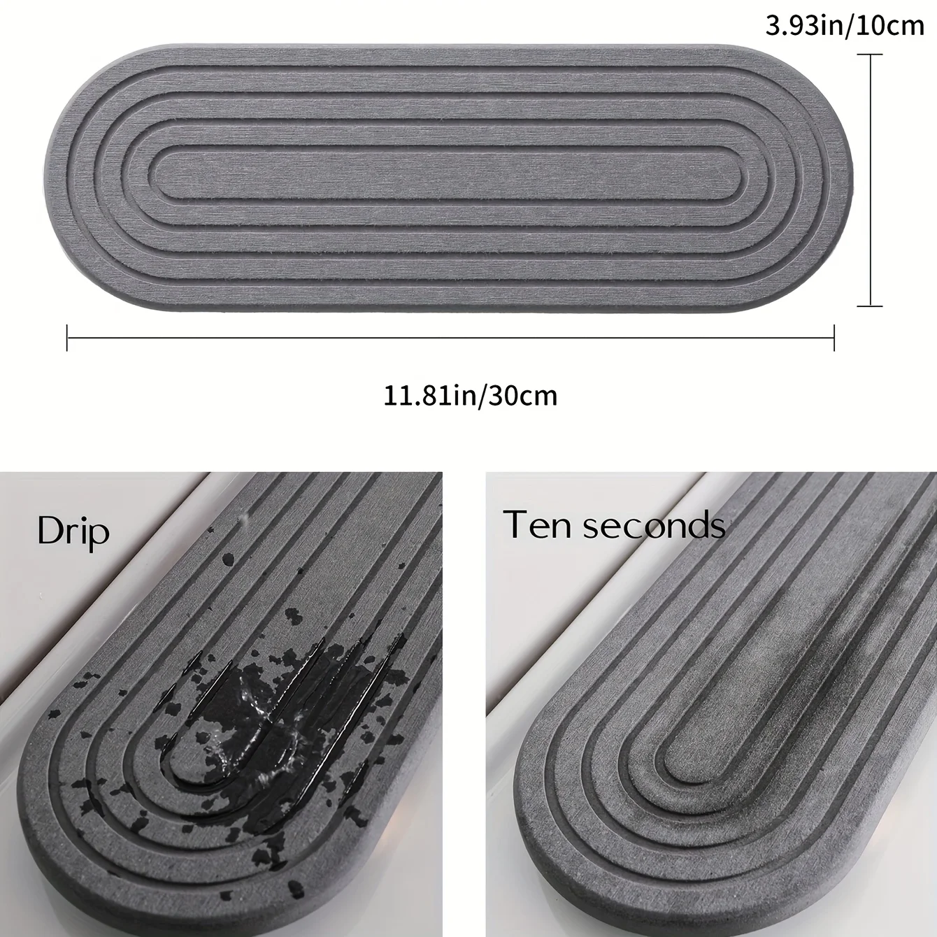 1pc Oval Carved Diatom Mud Absorbent Stone Table Mat, Beautiful And Simple,Suitable for Bathroom Countertops,Kitchen Countertops