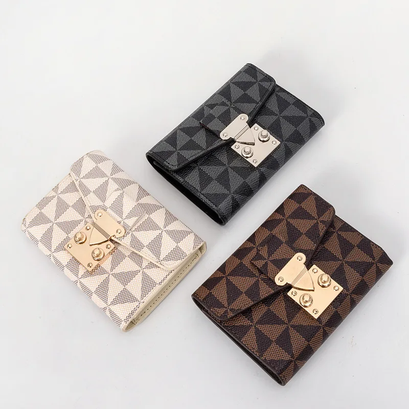 2022 Light Luxury New Small Wallet Women's Short Lock Print Multi Card Anti Degaussing Large Capacity Folding |