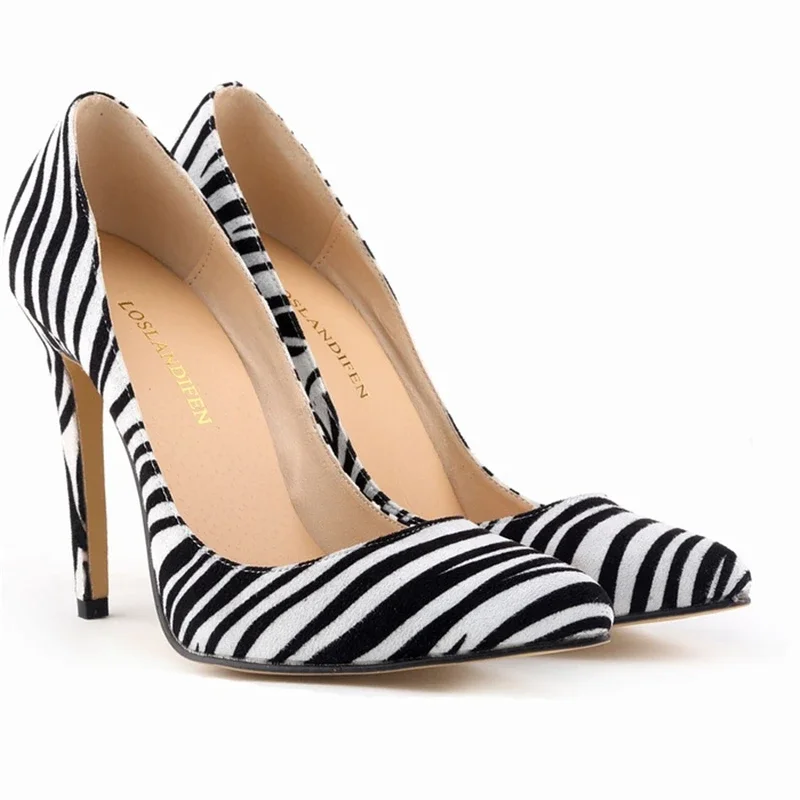 Women Pumps Snake Leopard Zebra Pattern Pointed Toe Thin Heels Shoes Woman Platform Shoes Designer Shoes Women Luxury