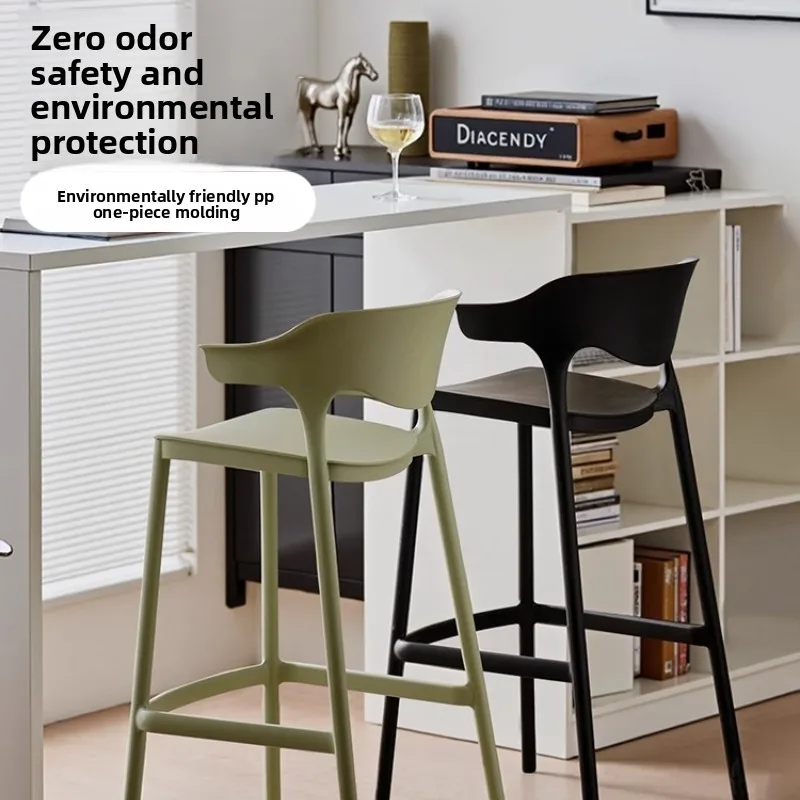 Bar Chair Modern Minimalist Counter Stool Plastic Backrest Home Stackable Tall Designer Creative Nordic Simple Furniture
